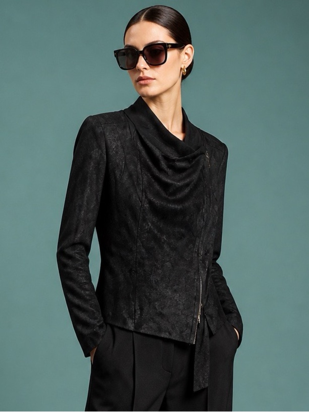 Zara Woman Asymmetrical Zipper Faux Suede Moto Jacket Size S